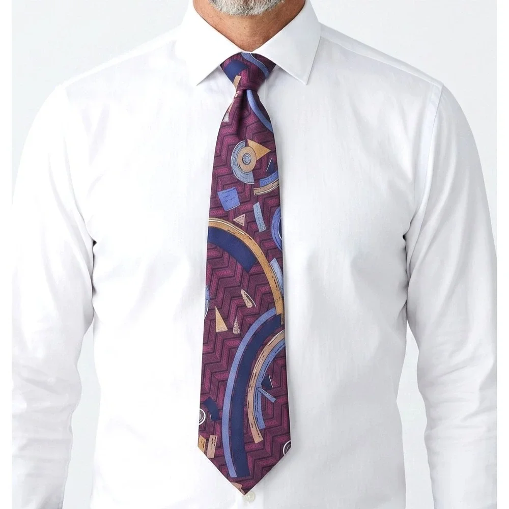 Robert Talbott Nordstrom Silk Tie Abstract Art‎ Geometric Burgundy USA Necktie